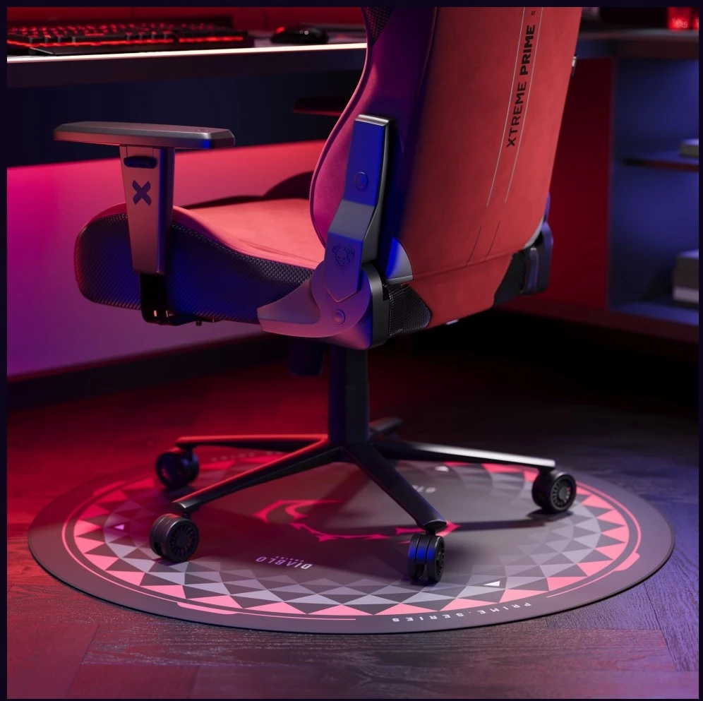 Diablo Chairs neslystantis žaidimų kėdės kilimėlis juodos ir raudonos spalvos