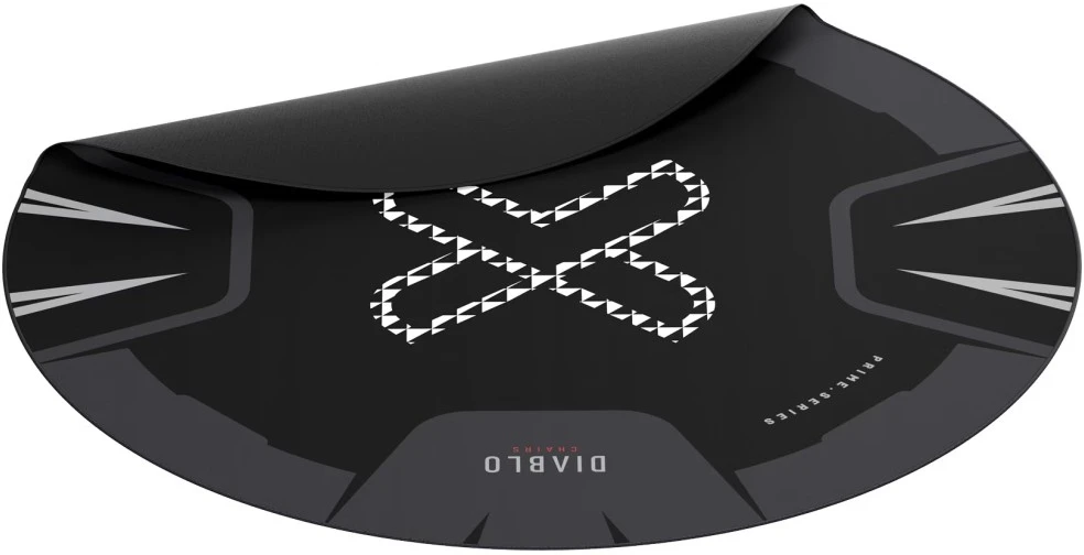 Diablo Chairs neslystantis žaidimų kėdės kilimėlis, juodos ir baltos spalvos