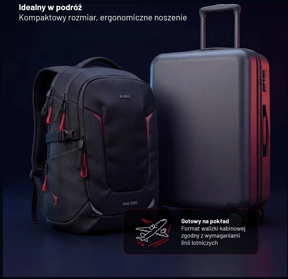 Diablo Chairs Prime daugiafunkcinė kompiuterio kuprinė juodos spalvos