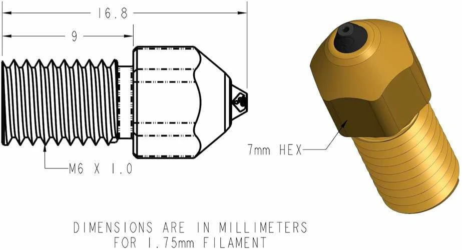 DiamondBack Creality Spider Compatible Nozzle Nozzle Diameter: ⌀ 0.40 mm