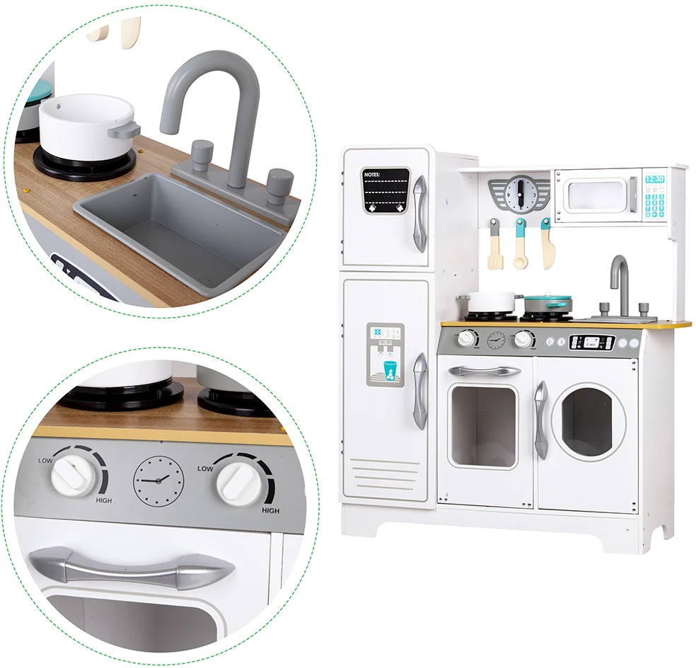 Didžiulė balta medinė virtuvė vaikams "Ecotoys