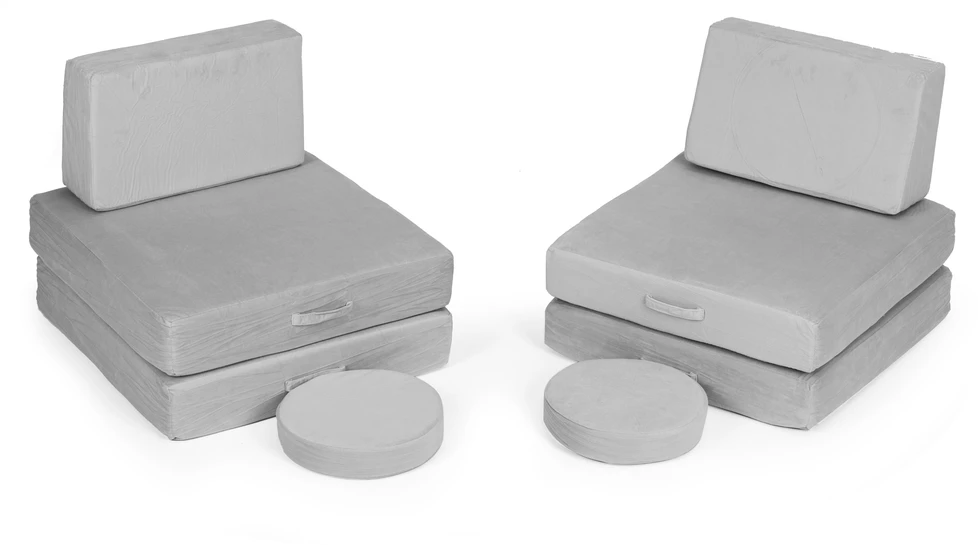 Didelė sulankstoma modulinė sofa vaikams „pasidaryk pats“, 8 minkštos pagalvės – pilka ECOTOYS