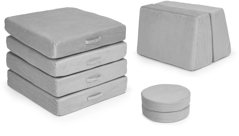 Didelė sulankstoma modulinė sofa vaikams „pasidaryk pats“, 8 minkštos pagalvės – pilka ECOTOYS