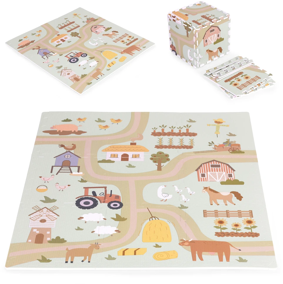 Didelis EVA putų kilimėlis vaikams Ūkis 90,5x90,5 cm 21 el. ECOTOYS