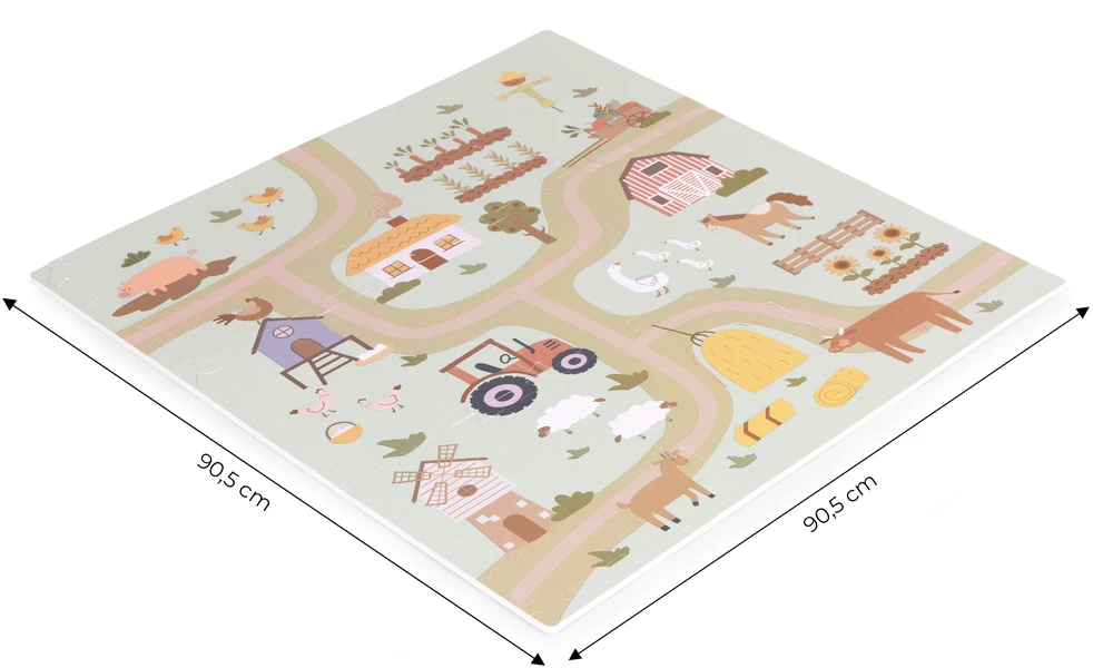 Didelis EVA putų kilimėlis vaikams Ūkis 90,5x90,5 cm 21 el. ECOTOYS