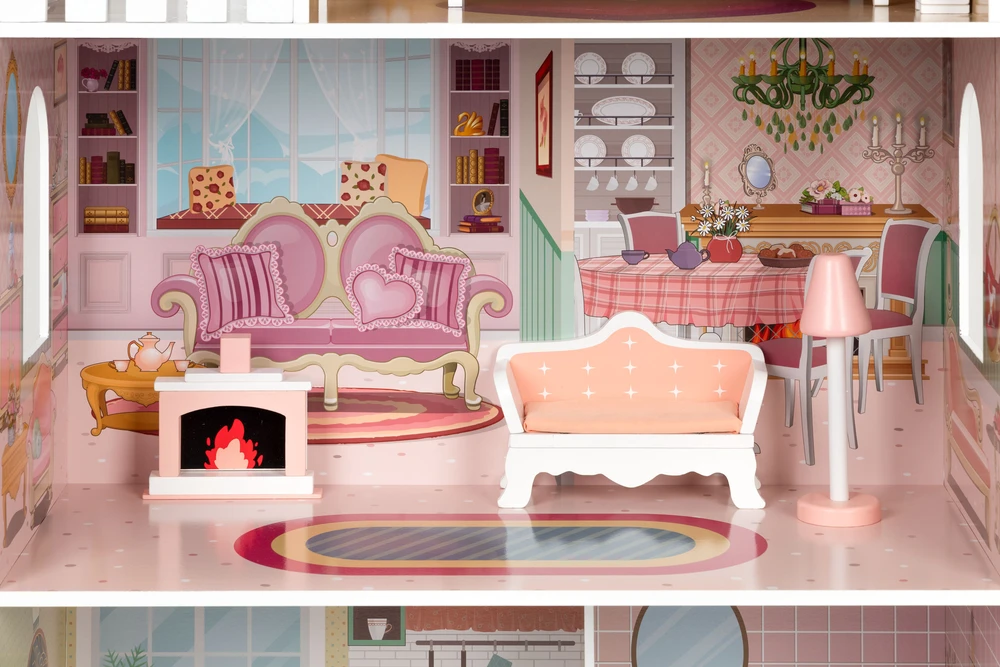 Didelis Barbie lėlių namas su baldų komplektu ECOTOYS
