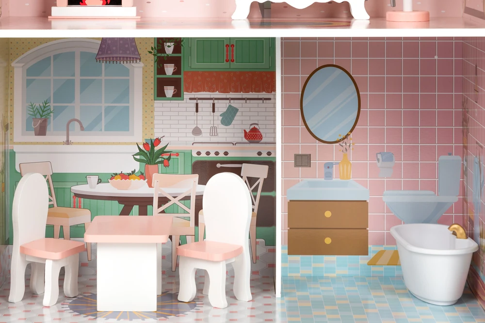 Didelis Barbie lėlių namas su baldų komplektu ECOTOYS