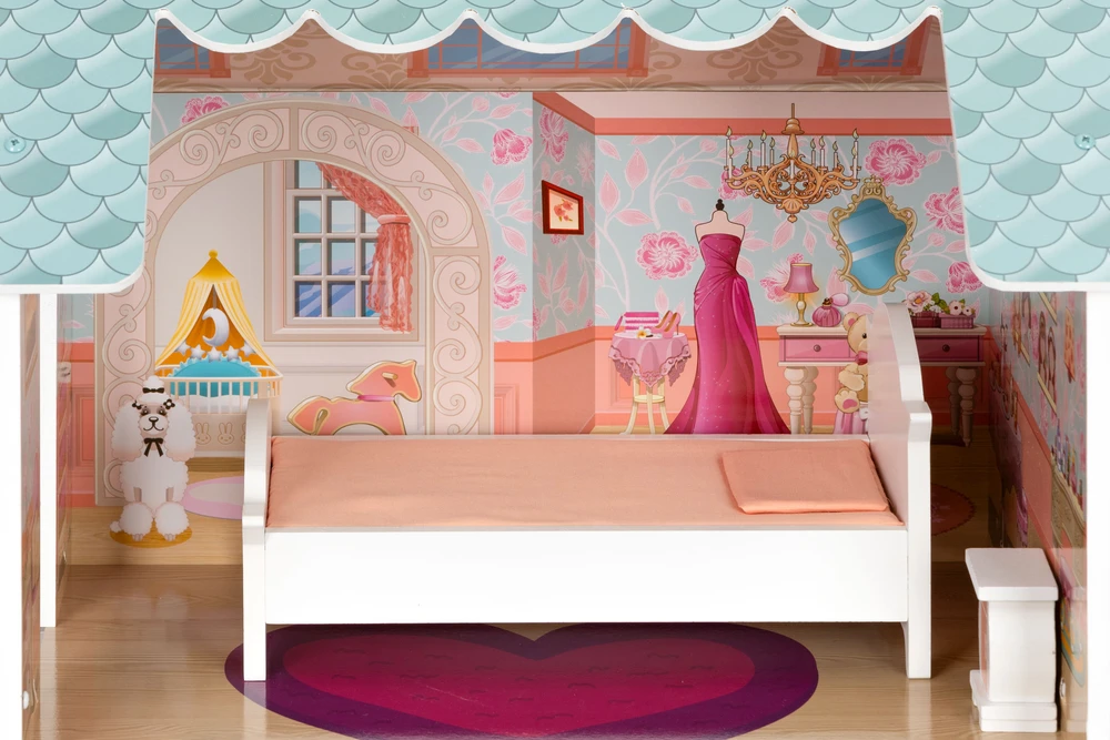 Didelis Barbie lėlių namas su baldų komplektu ECOTOYS