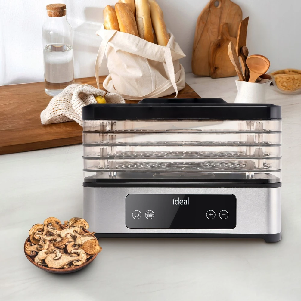 Didelis maisto džiovintuvas grybams, vaisiams ir daržovėms „IDEAL INOX“ + konvekcija 400 W + laikmatis
