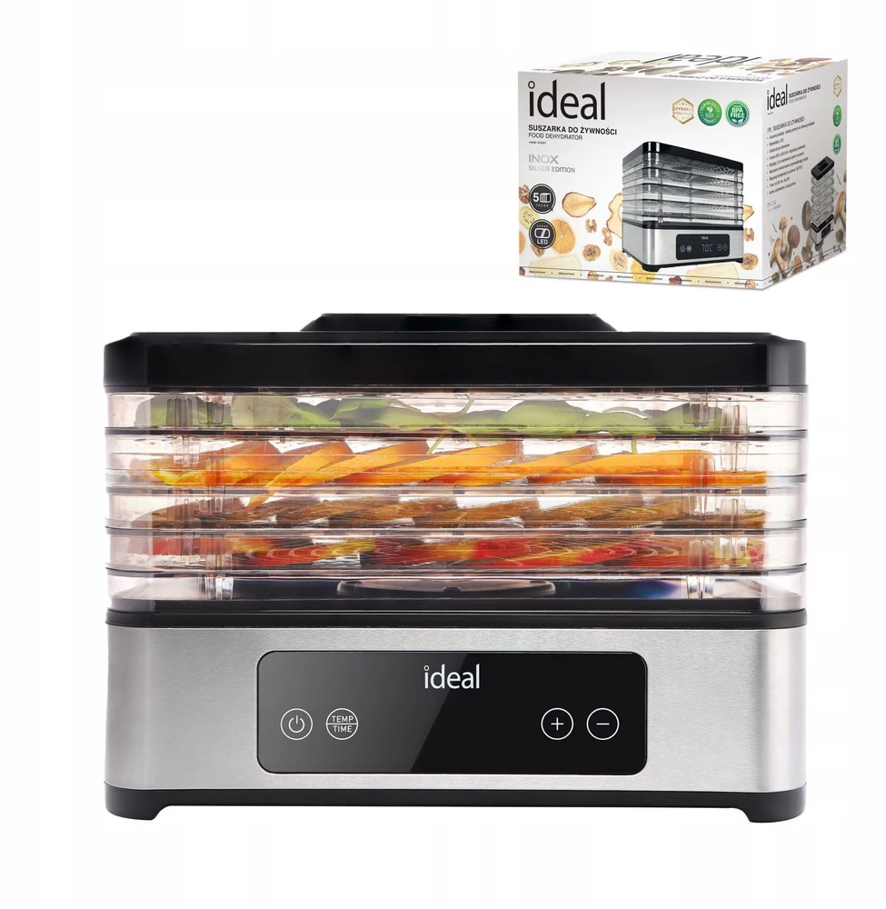 Didelis maisto džiovintuvas grybams, vaisiams ir daržovėms „IDEAL INOX“ + konvekcija 400 W + laikmatis
