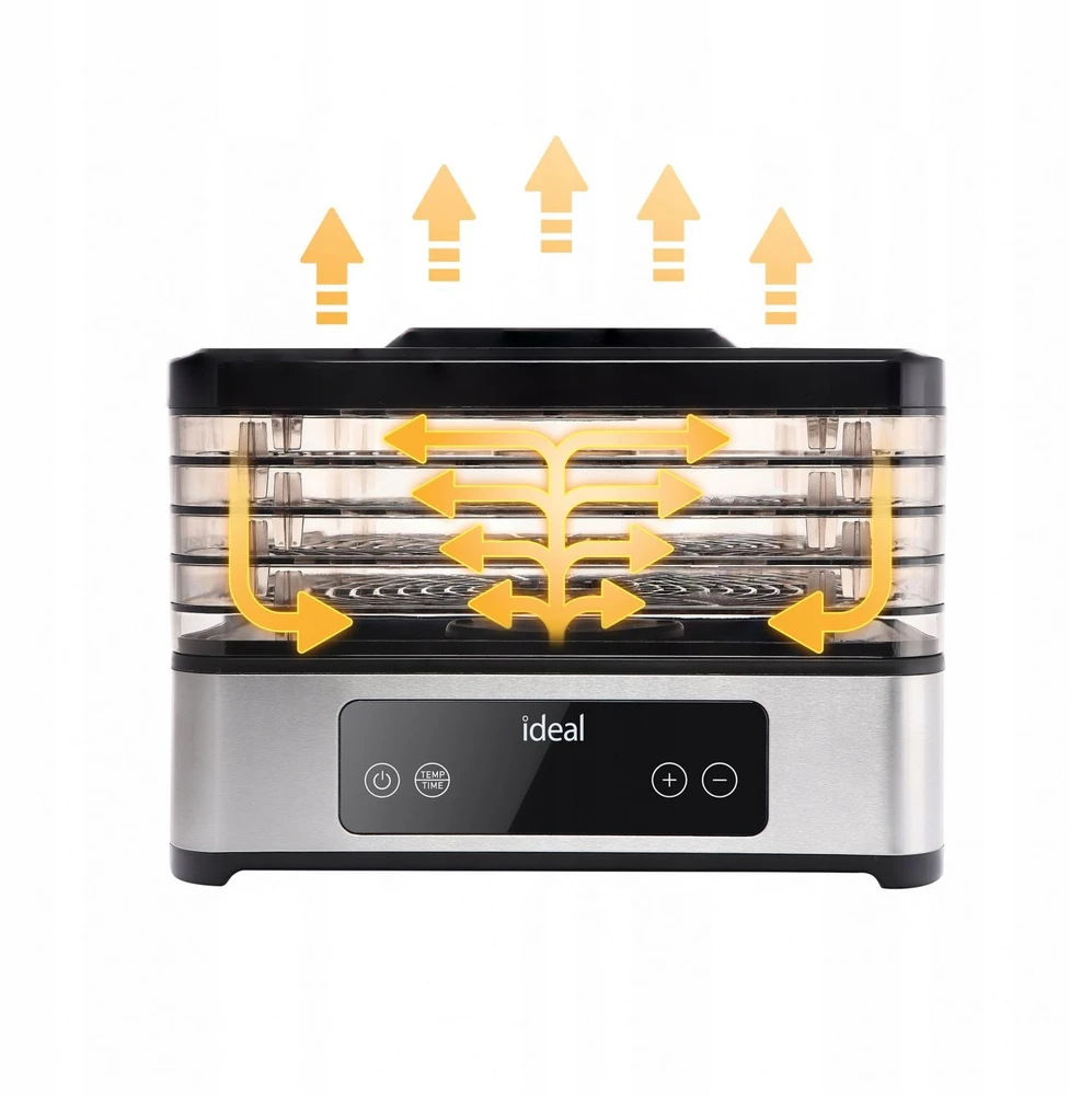 Didelis maisto džiovintuvas grybams, vaisiams ir daržovėms „IDEAL INOX“ + konvekcija 400 W + laikmatis