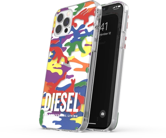 Dėklas DIESEL CLEAR CASE PRIDE CAMO AOP IPHONE XR COLORFUL
