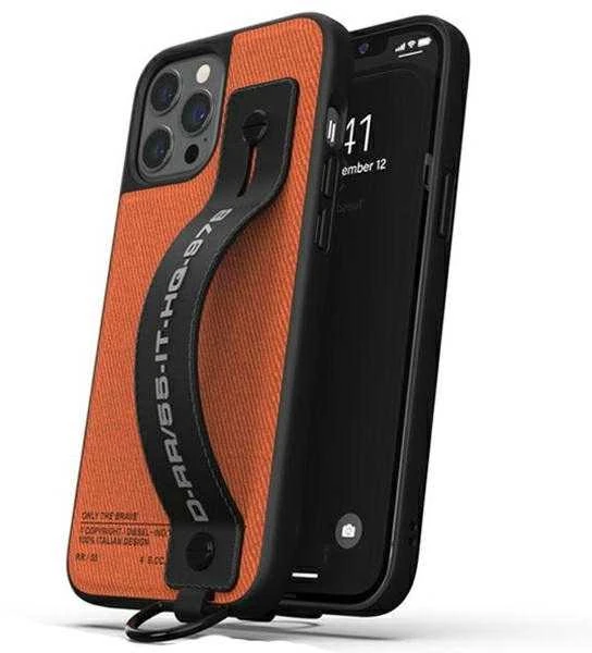 Dėklas Diesel Handstrap Case Utility Twill Apple iPhone 12/12 Pro dįklas telefonui juodos ir oranžinės spalvos 44288