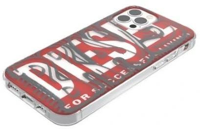 Diesel Snap Dėklas skaidrus AOP Apple iPhone 12 Pro Max raudona-pilka red-pilkas 42568