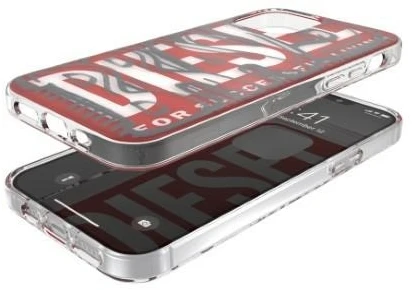 Diesel Snap Dėklas skaidrus AOP Apple iPhone 12 Pro Max raudona-pilka red-pilkas 42568