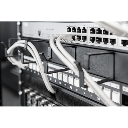 DIGITUS 19″ 1U cable management panel, 5x rings, Color juodas RAL 9005, DN-97602