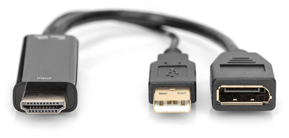 Assmann Electronic DIGITUS HDMI M to DP F su išoriniu maitinimu 4K 30Hz 2m Juodas