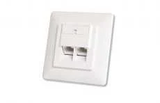 DIGITUS CAT 5e modulinis sieninis lizdas, ekranuotas, 2x RJ45, 8P8C, LSA, grynos baltos spalvos, įleidžiamas, DN-9001/B5-N