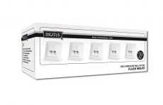 DIGITUS CAT 5e modulinis sieninis lizdas, ekranuotas, 2x RJ45, 8P8C, LSA, grynos baltos spalvos, įleidžiamas, DN-9001/B5-N