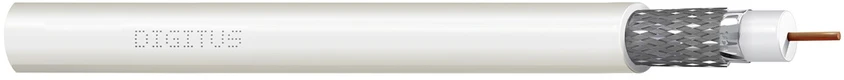 Assmann Electronic DIGITUS koaksialinis kabelis RG-6 75 omų ekranuota folija + pynė 77 procentai Eca PVC 100 m baltas ritė
