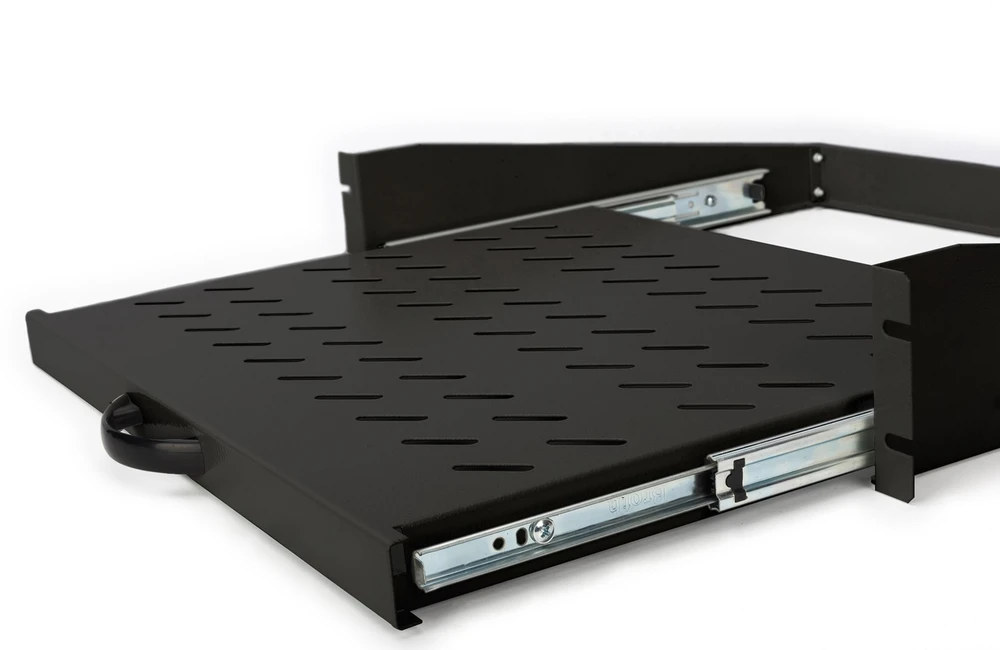 „Digitus“ ištraukiama lentyna, skirta fiksuotam montavimui ant priekinių 483 mm (19 colių) profilio bėgelių | DN-19-TRAY-2-450-SW