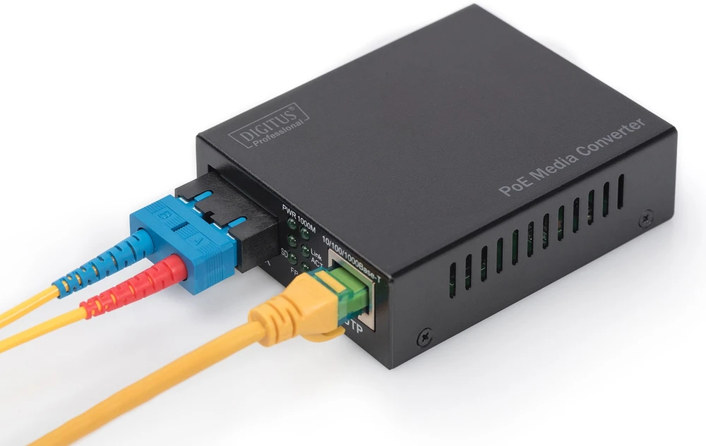 Šakotuvas DIGITUS Gigabit Ethernet PoE+ Media Converter, Multimode | Digitus