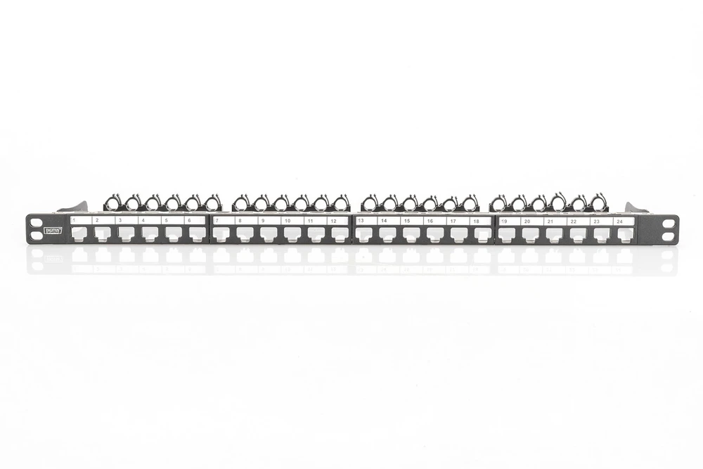 DIGITUS Patchpanel 0,5HE 24-Port Modular geschirmt juodas