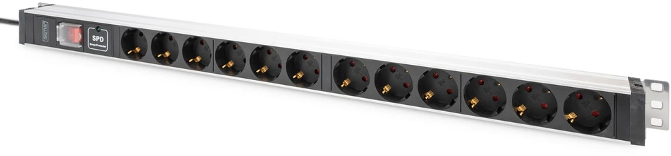 DIGITUS PDU 1HE 12xSchuko 16A Ausgnge 230V/16A juodas