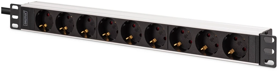 Digitus DN-95440 maitinimo paskirstymo įrenginys 9 AC išvestis(ys / čių) 1U Juoda, Sidabras