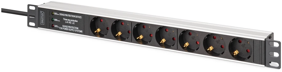Digitus DN-95441 maitinimo paskirstymo įrenginys 7 AC išvestis(ys / čių) 1U Juoda, Sidabras