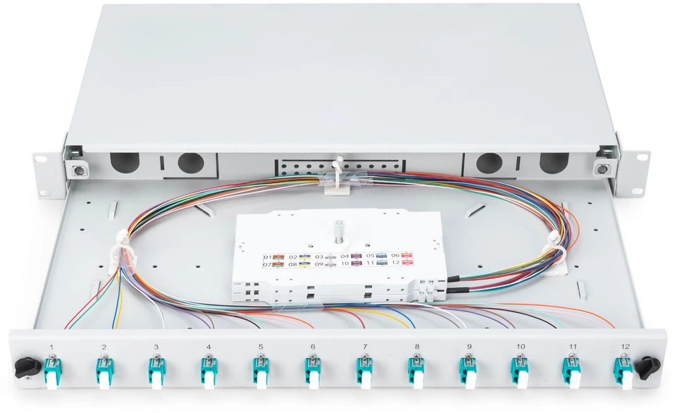 DIGITUS LWL Spleibox 1HE bestckt 12x LC DX OM3 grau