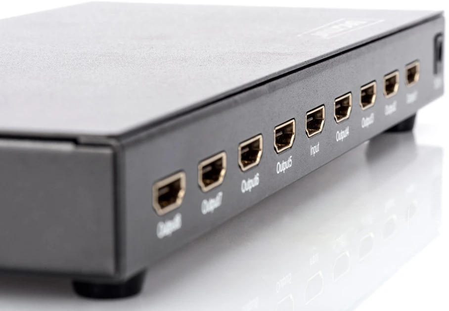 Assmann Electronic DIGITUS HDMI skirstytuvas 8 prievadų 1080p 3D HDMI High Speed 2,25 Ghz/225 MHz metalinis korpusas juodas