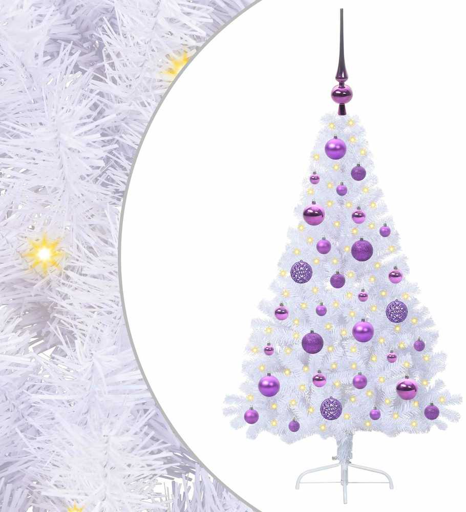 Dirbtinė Kalėdų eglutė su 150 LED Balta 120 cm PVC ir Plienas