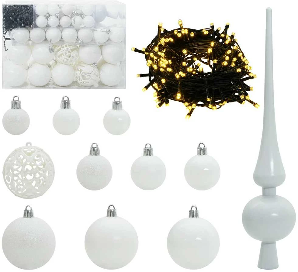 Dirbtinė Kalėdų eglutė su 150 LED Balta 150 cm PVC ir plienas