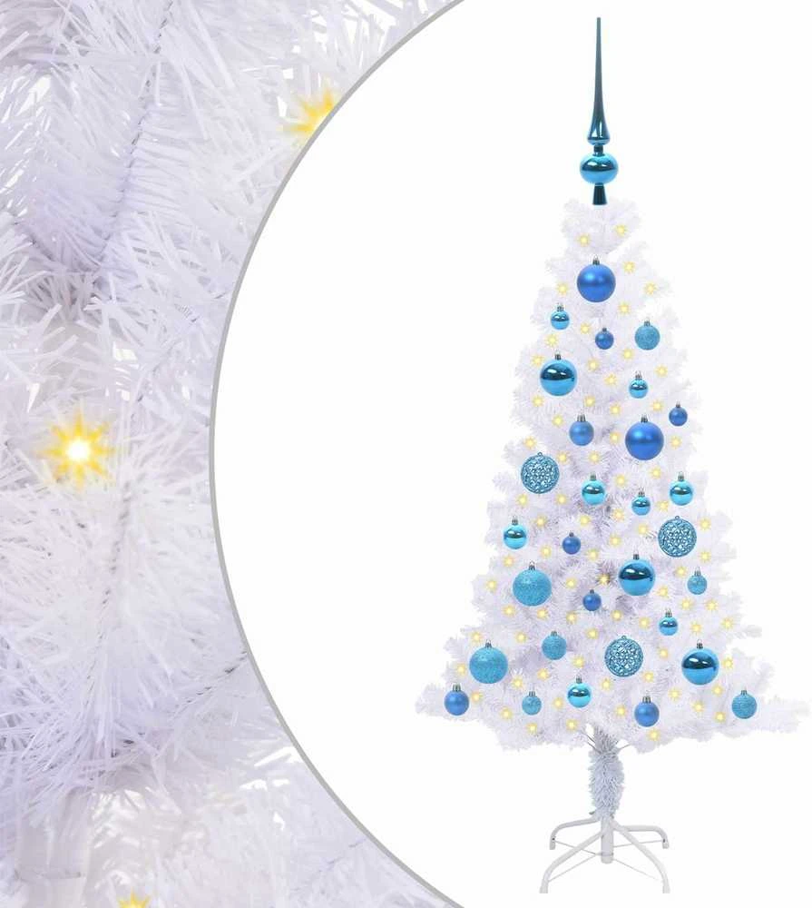 Dirbtinė Kalėdų eglutė su 150 LED Balta 120 cm PVC ir plienas