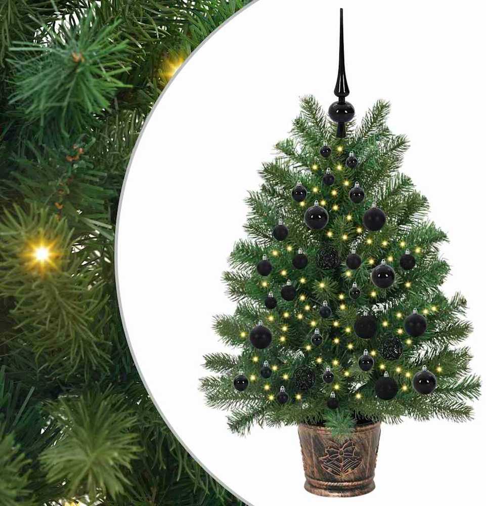 Dirbtinė Kalėdų eglutė su 150 LED s stovu Žalia 95 cm PE ir PVC