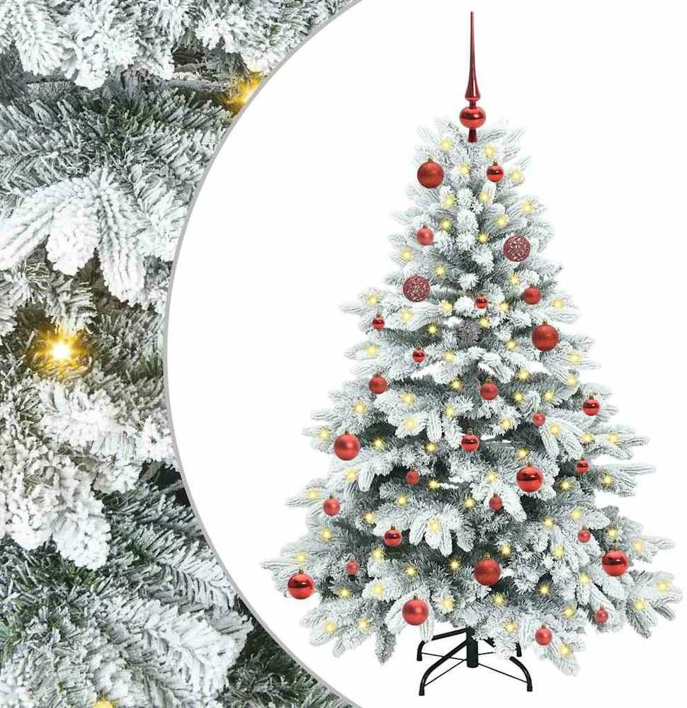 Dirbtinė Kalėdų eglutė su 150 LED Balta 150 cm PE ir PVC