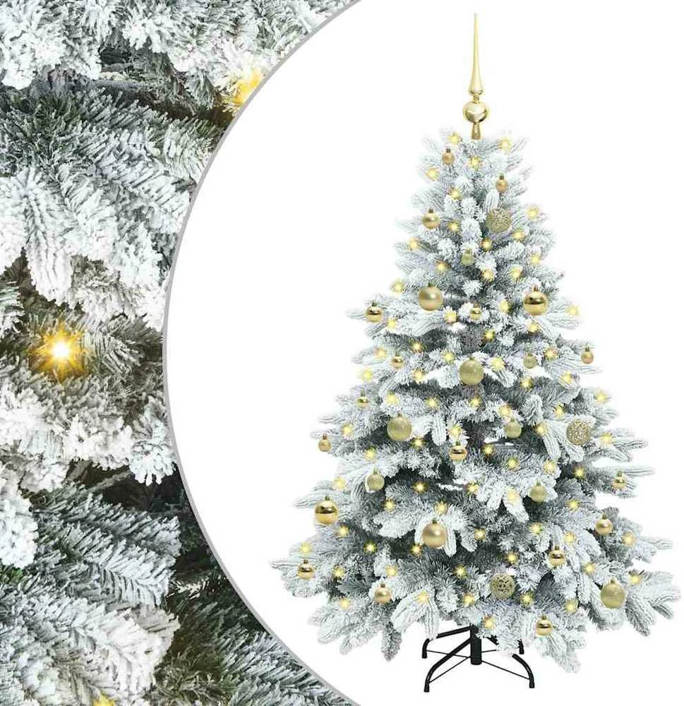 Dirbtinė Kalėdų eglutė su 150 LED Balta 150 cm PE ir PVC