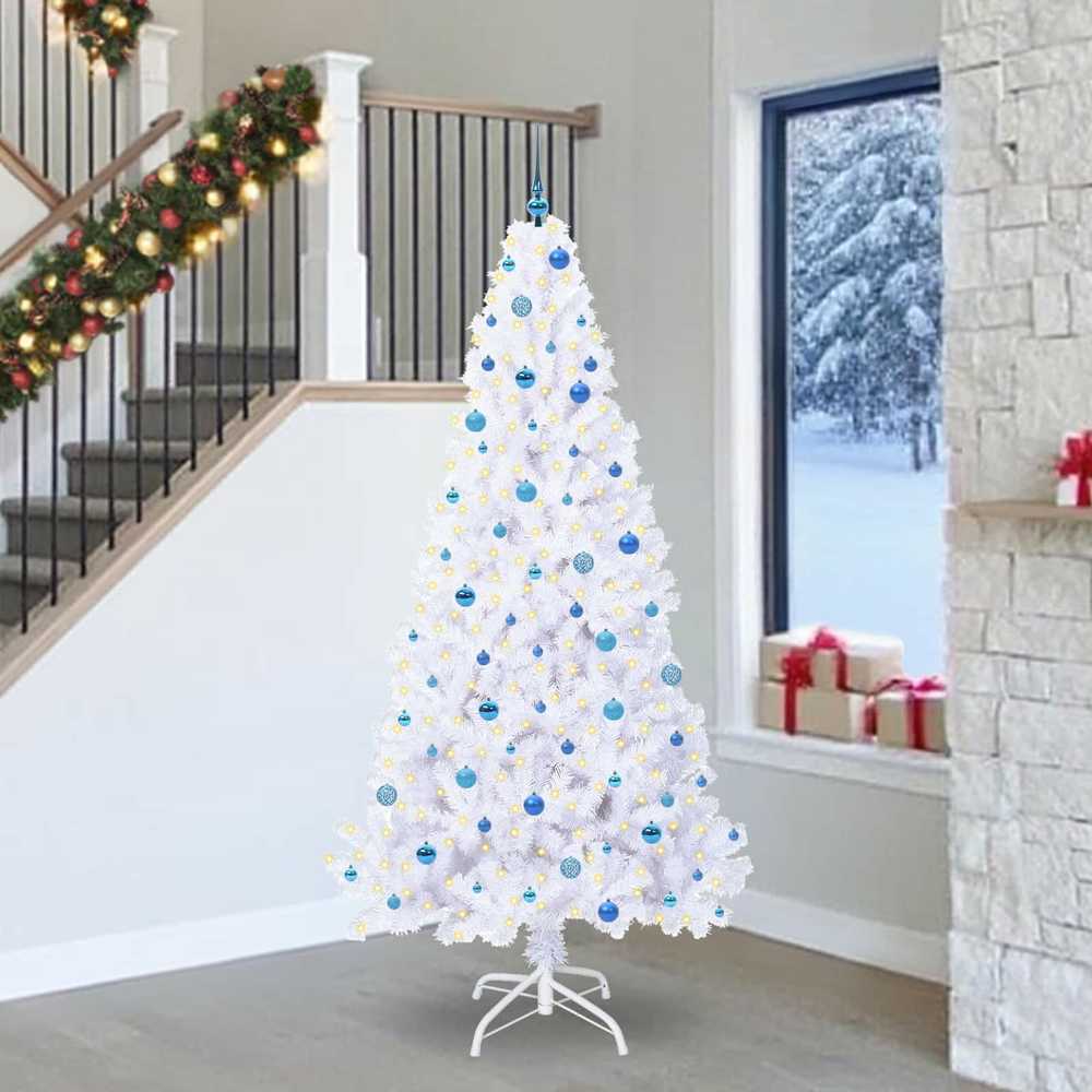 Dirbtinė Kalėdų eglutė su 300 LED Balta 240 cm PVC ir Plienas