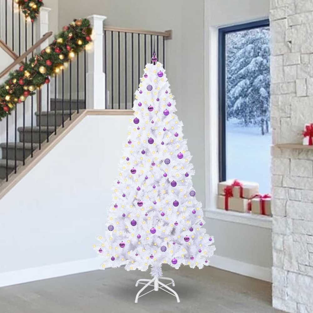 Dirbtinė Kalėdų eglutė su 300 LED Balta 240 cm PVC ir Plienas