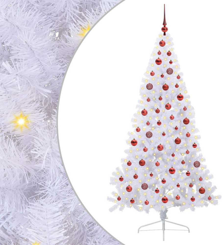 Dirbtinė Kalėdų eglutė su 300 LED Balta 180 cm PVC ir Plienas