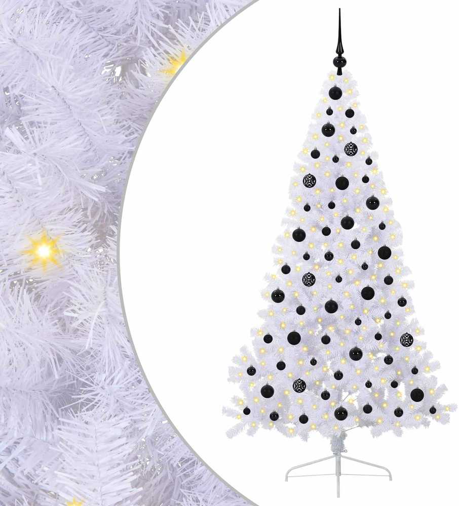 Dirbtinė Kalėdų eglutė su 300 LED Balta 180 cm PVC ir Plienas