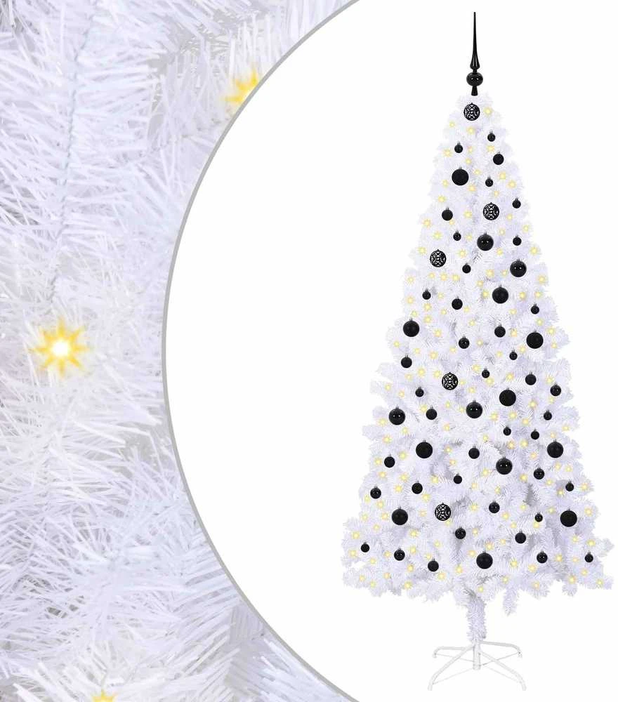 Dirbtinė Kalėdų eglutė su 300 LED Balta 210 cm PVC ir Plienas