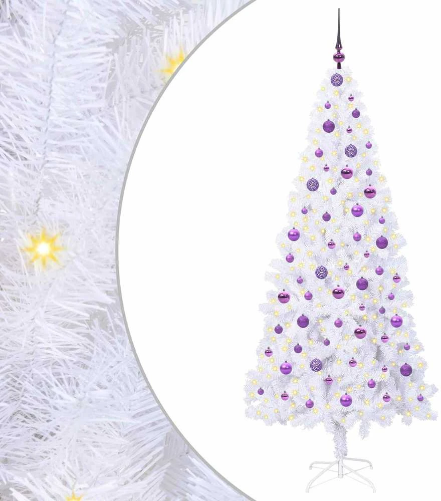 Dirbtinė Kalėdų eglutė su 300 LED Balta 210 cm PVC ir Plienas