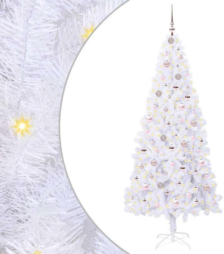 Dirbtinė Kalėdų eglutė su 300 LED Balta 210 cm PVC ir Plienas