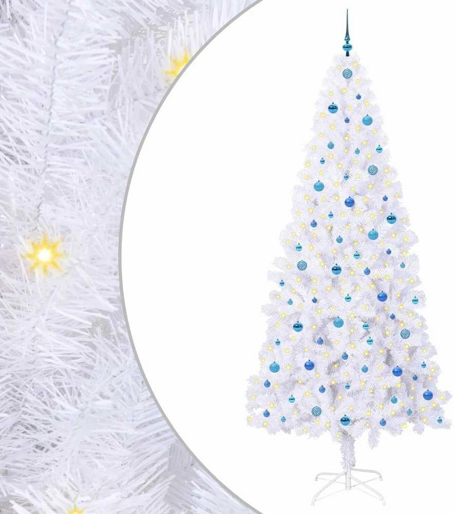 Dirbtinė Kalėdų eglutė su 300 LED Balta 240 cm PVC ir Plienas