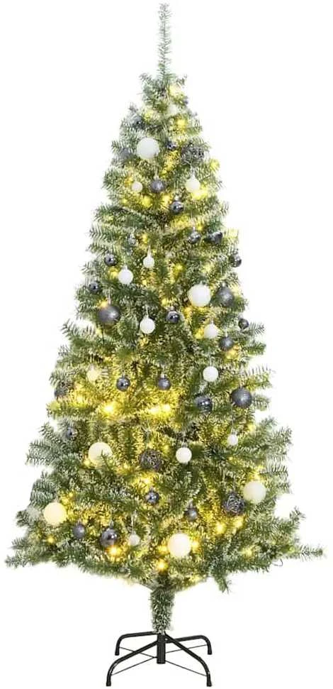 Dirbtinė Kalėdų eglutė su 300 LED/žaisliukais ir sniegu, 240cm