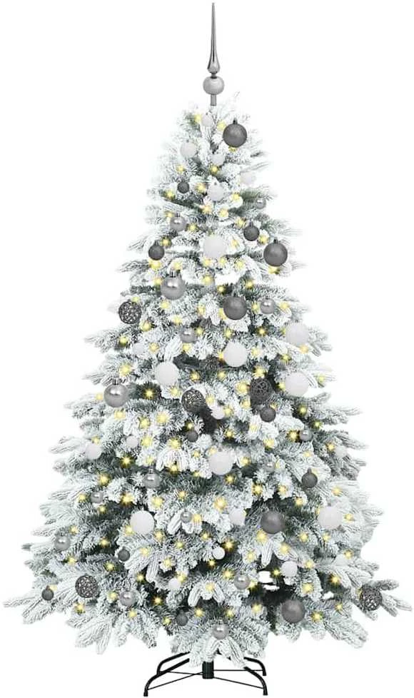 Dirbtinė Kalėdų eglutė su 300 LED Balta 180 cm PE ir PVC