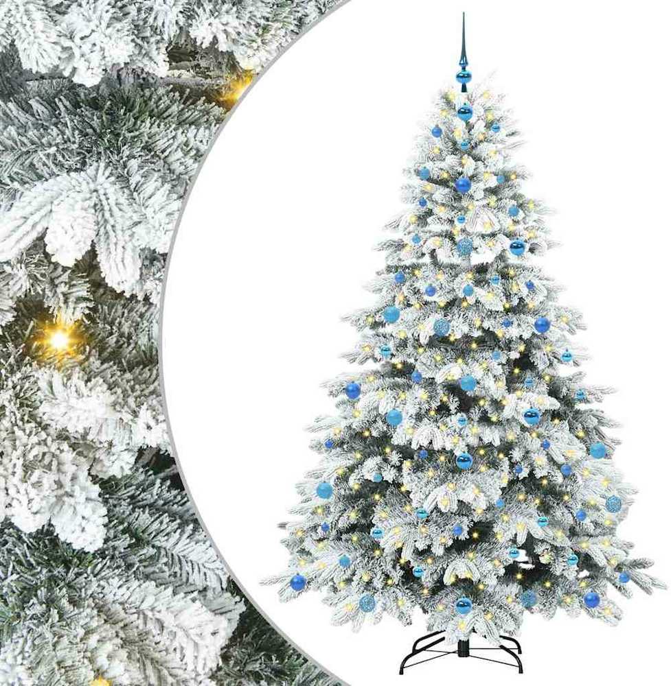 Dirbtinė Kalėdų eglutė su 300 LED Balta 210 cm PE ir PVC