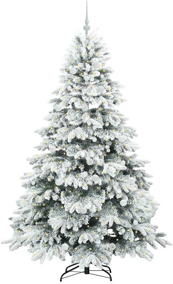 Dirbtinė Kalėdų eglutė su 300 LED Balta 210 cm PE ir PVC